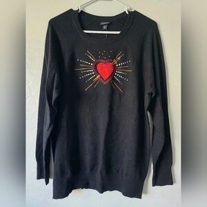 Torrid Black Sweater with Red Sequence. Heart